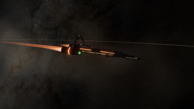 A Hollow Marauder trailing orange light through a dusty belt
