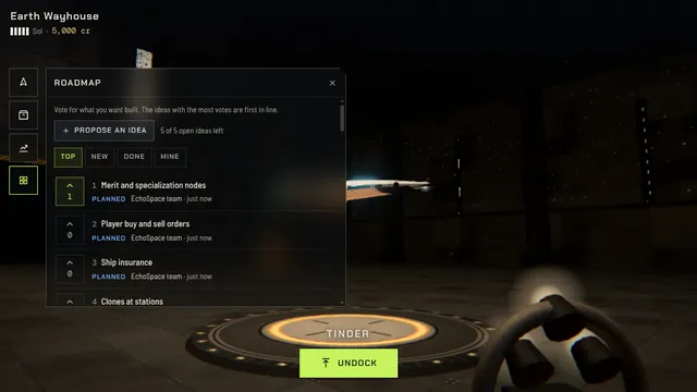 The community roadmap with an idea voted to the top